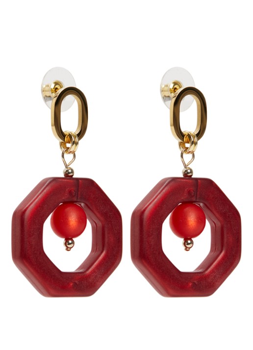 Camps & Camps Eternal Beads oorhangers verguld - voorkant rood