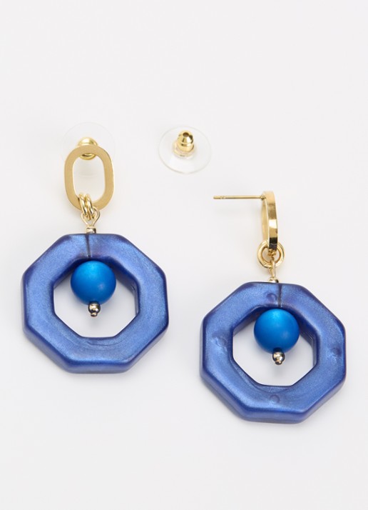 Camps & Camps Eternal Beads oorhangers verguld - detail donkerblauw