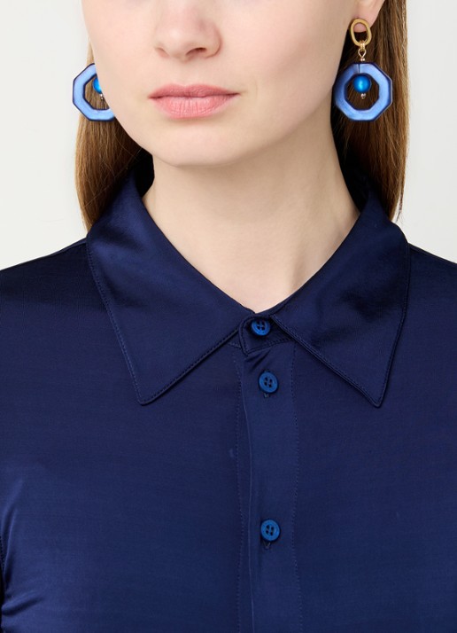 Camps & Camps Eternal Beads oorhangers verguld - voorkant 3 donkerblauw