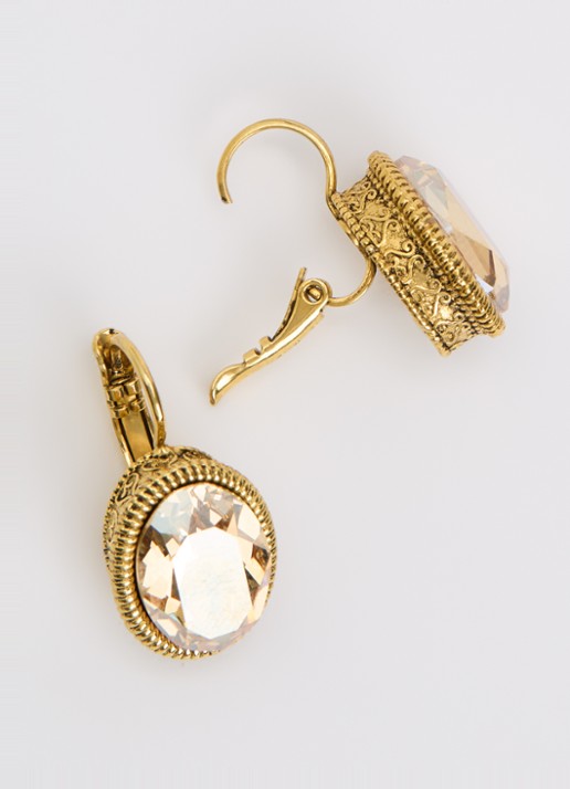 Camps & Camps Golden Shadow oorhangers met Swarovski kristal verguld - detail 3 goud