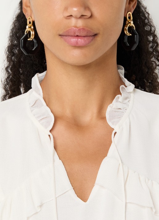 Camps & Camps Linea Eternal Dangling oorstekers verguld - voorkant 2 zwart