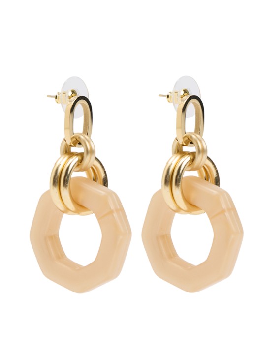 Camps & Camps Linea Eternal Dangling oorstekers verguld - voorkant 2 creme