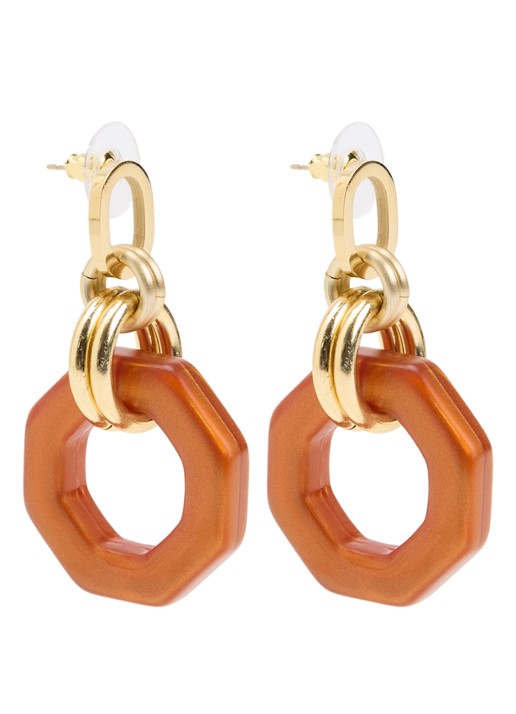 Camps & Camps Linea Eternal Dangling oorstekers verguld - voorkant 2 beige