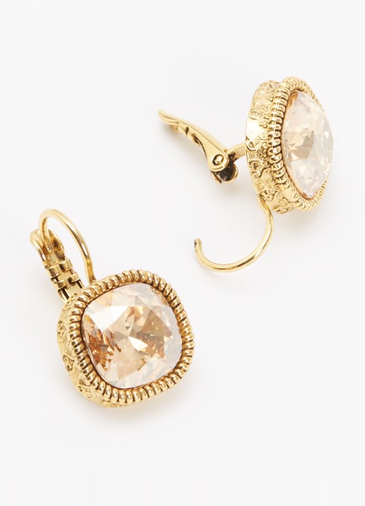 Camps & Camps Oorhangers met Swarovski kristal verguld - detail goud