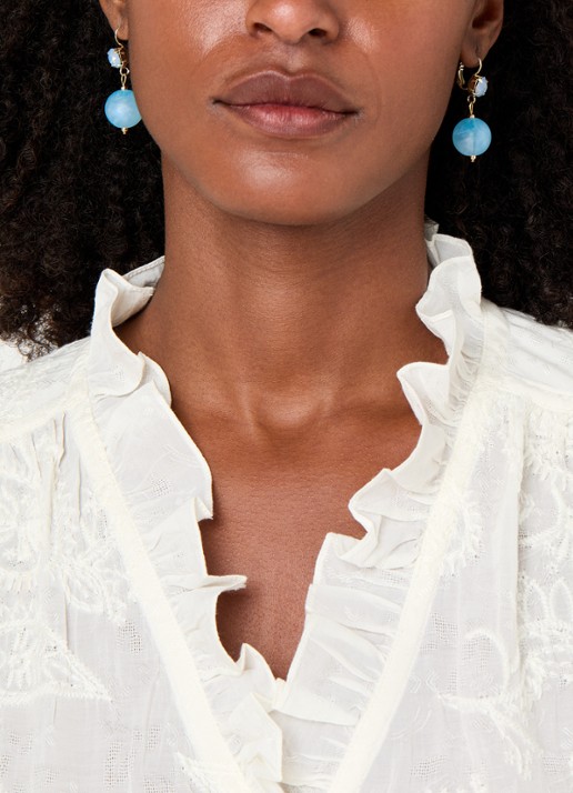 Camps & Camps Oorhangers met Swarovski kristal verguld - voorkant 3 blauw