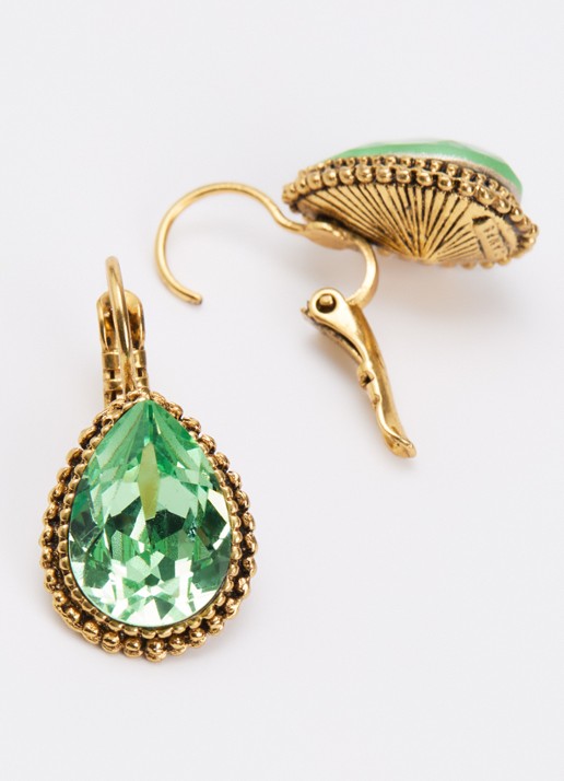 Camps & Camps Oorhangers met Swarovski kristal verguld - detail 3 groen