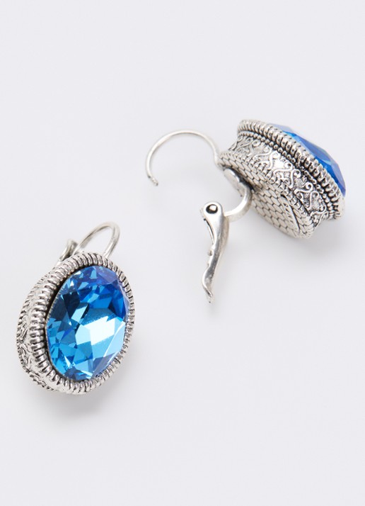 Camps & Camps Oorhangers met Swarovski kristal verzilverd - detail lichtblauw