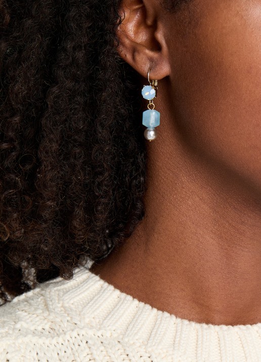 Camps & Camps Oorhangers met Swarovski verguld - voorkant 3 blauw