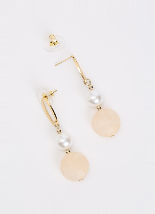 Camps & Camps Oval Harmony oorstekers verguld - detail 3 creme