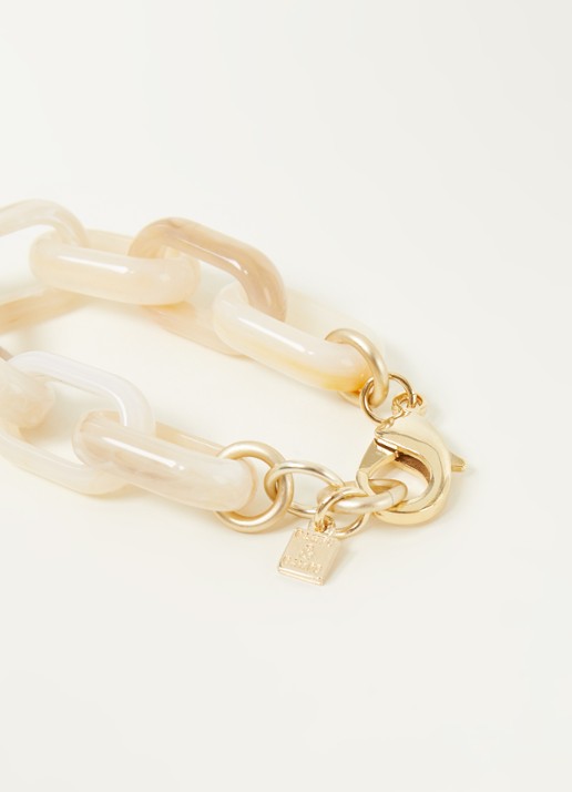 Camps & Camps Oval schakelarmband met verguld detail - voorkant 2 beige