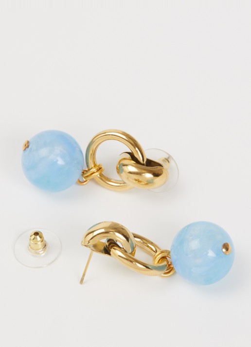 Camps & Camps Round Serenety oorstekers verguld - detail blauw