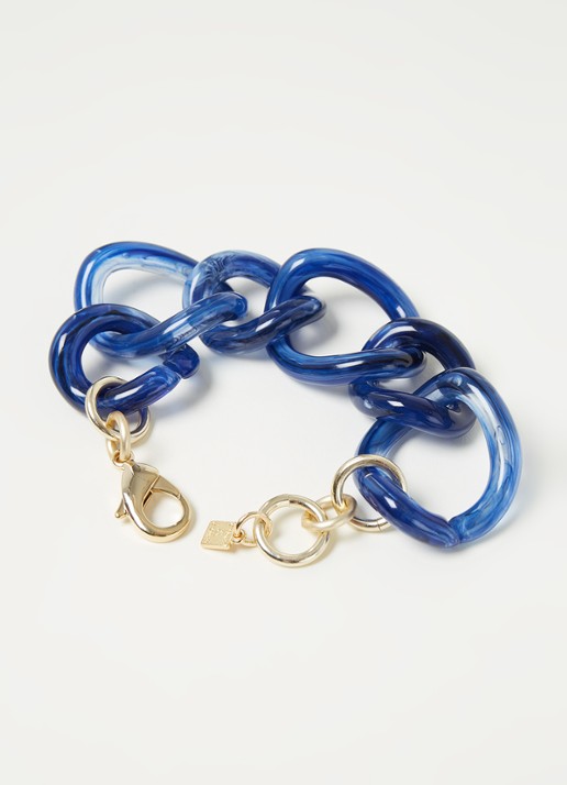 Camps & Camps Schakelarmband met verguld detail - voorkant 2 blauw