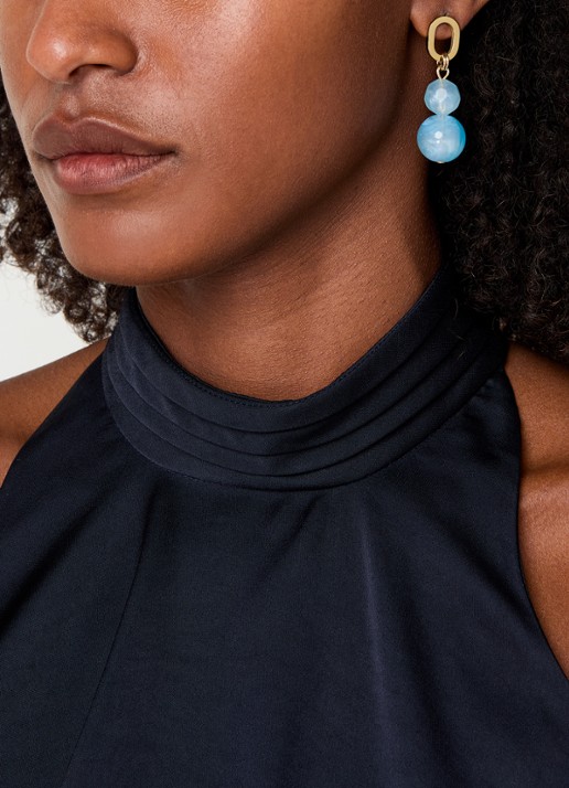 Camps & Camps Soft Cloud oorstekers verguld - voorkant 3 blauw