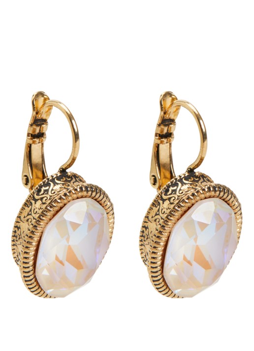 Camps & Camps Swarovski Ivory oorringen veguld