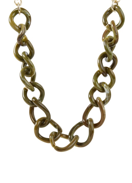 Camps & Camps Totally Vogue schakelketting met verguld detail - voorkant groen