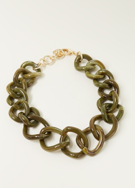 Camps & Camps Totally Vogue schakelketting met verguld detail - voorkant 2 groen
