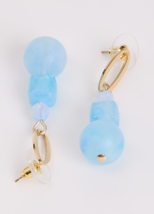 Camps & Camps Triple Soft Cloud oorstekers verguld - detail 3 blauw