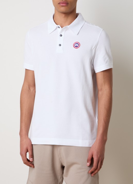 Canada Goose Beckley regular fit polo van piqué katoen met logoborduring - detail 3 wit