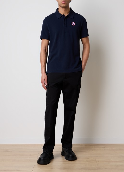Canada Goose Beckley regular fit polo van piqué katoen met logoborduring - voorkant 2 donkerblauw