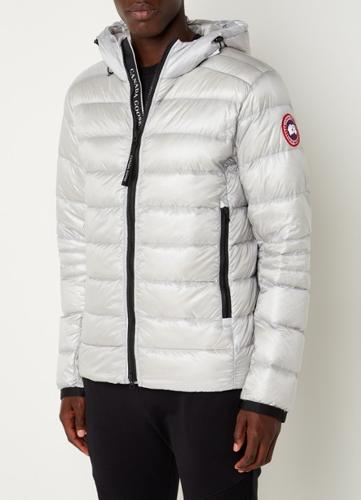 Canada Goose Crofton puffer jack met capuchon en donsvulling - detail 4 lichtgrijs