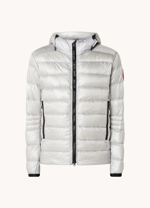 Canada Goose Crofton puffer jack met capuchon en donsvulling - voorkant 2 lichtgrijs