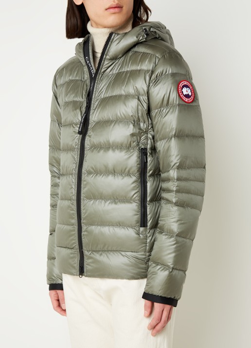 Canada Goose Crofton puffer jack met capuchon en donsvulling - detail 4 bronsgroen