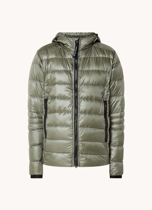 Canada Goose Crofton puffer jack met capuchon en donsvulling - voorkant bronsgroen