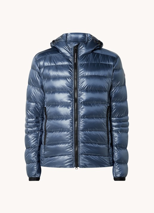 Canada Goose Crofton puffer jack met capuchon en donsvulling - voorkant middenblauw