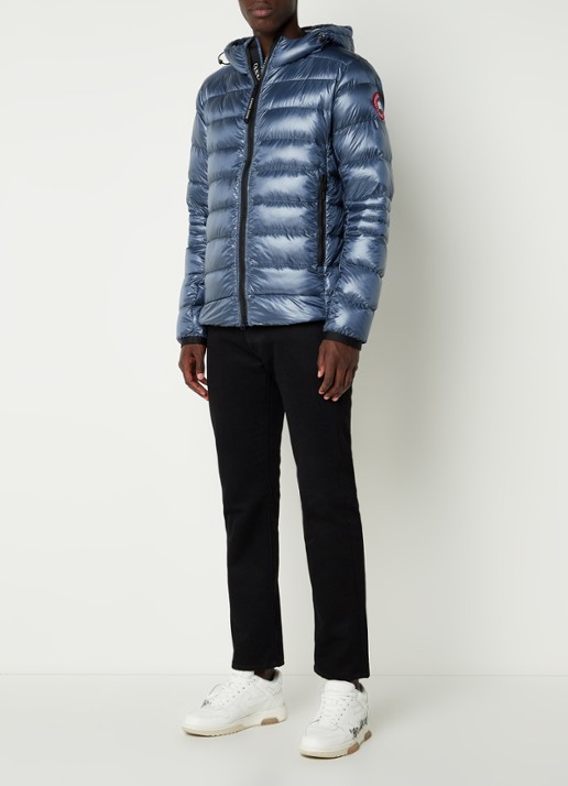 Canada Goose Crofton puffer jack met capuchon en donsvulling - voorkant 2 middenblauw