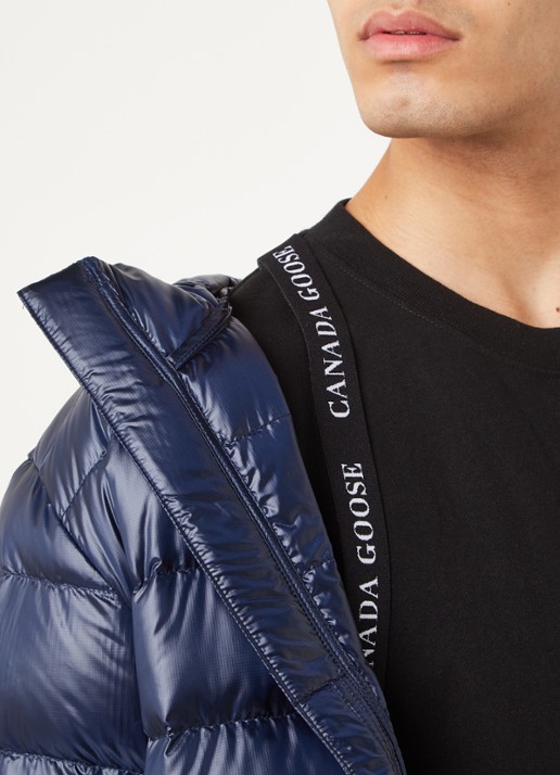 Canada Goose Crofton puffer jack met capuchon en donsvulling - detail 3 donkerblauw