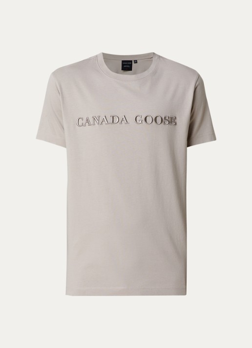 Canada Goose Emersen T-shirt met logoborduring - voorkant 3 donkerbeige