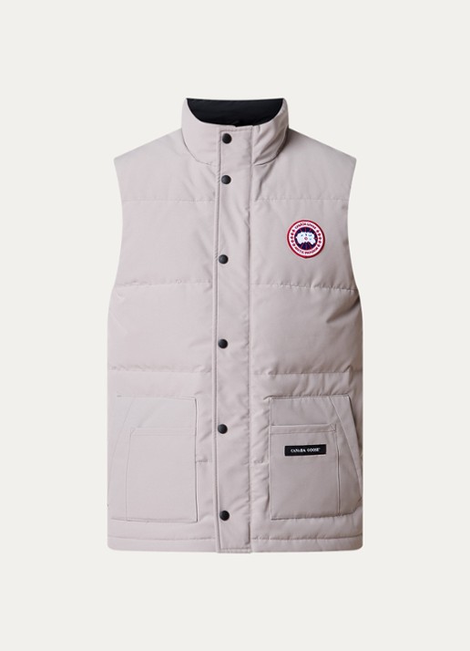 Canada Goose Freestyle gewatteerde bodywarmer met donsvulling en steekzakken - voorkant donkerbeige