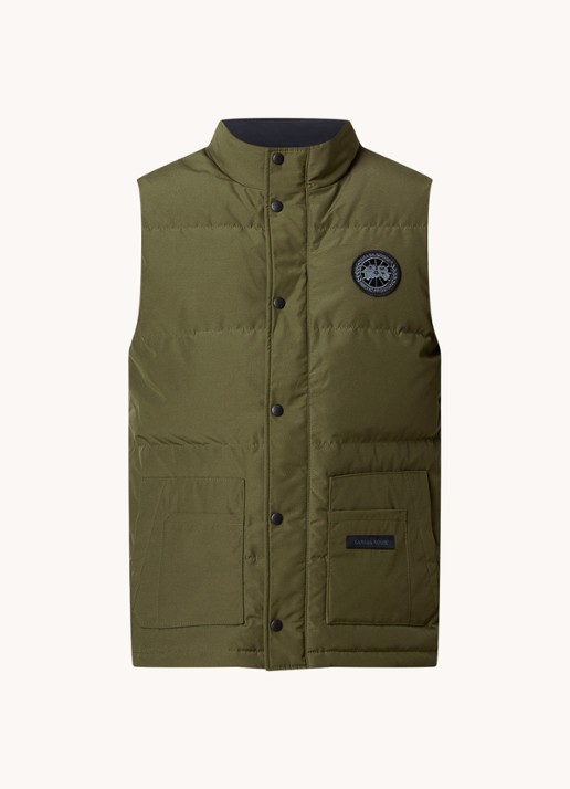 Canada Goose Freestyle gewatteerde bodywarmer met donsvulling en steekzakken - voorkant olijfgroen