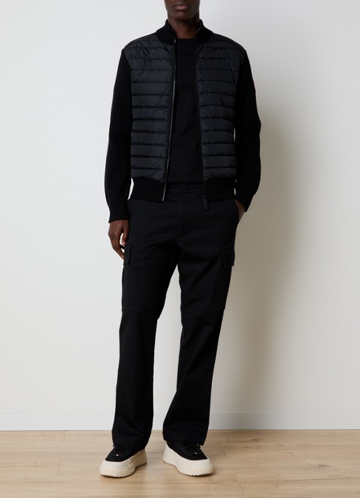 Canada Goose Hybridge fijngebreid vest van wol met gewatteerd voorpand - voorkant 5 zwart