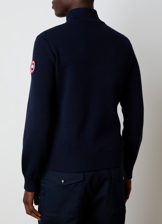 Canada Goose Hybridge ribgebreid vest van wol met gewatteerd voorpand - achterkant 4 donkerblauw