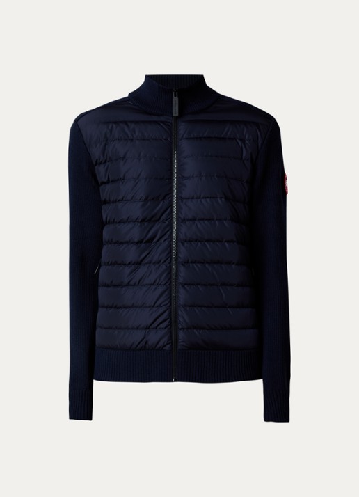 Canada Goose Hybridge ribgebreid vest van wol met gewatteerd voorpand - voorkant 5 donkerblauw