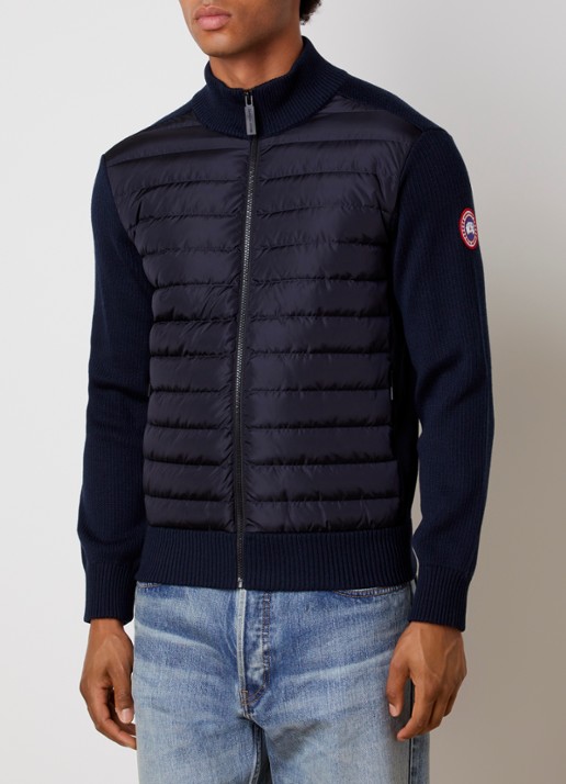Canada Goose Hybridge ribgebreid vest van wol met gewatteerd voorpand