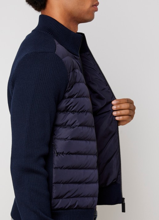 Canada Goose Hybridge ribgebreid vest van wol met gewatteerd voorpand - detail 8 donkerblauw