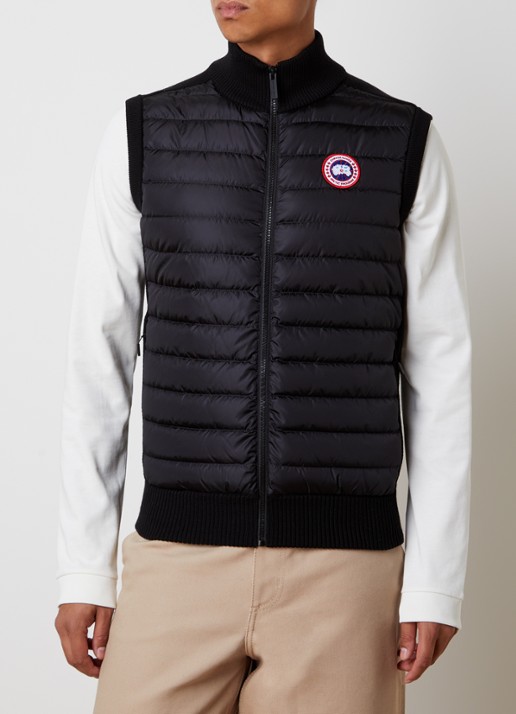 Canada Goose Hybridge ribgebreid vest van wol met gewatteerd voorpand