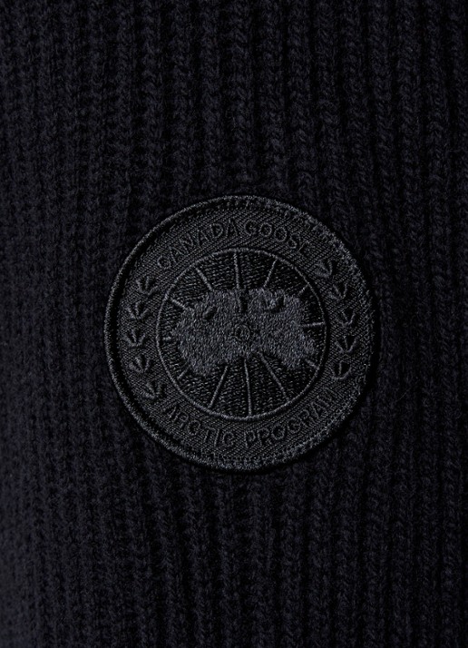 Canada Goose Mckinney fijngebreid vest van wol met logoborduring - detail 4 zwart