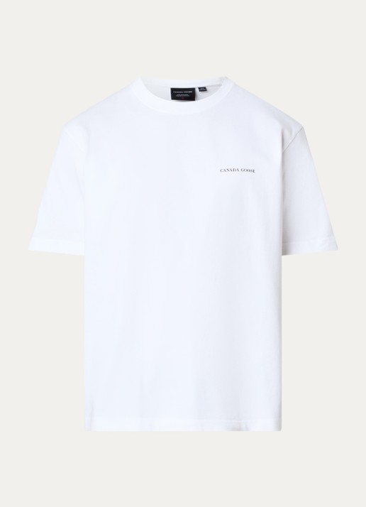 Canada Goose Novo T-shirt met logo- en backprint - voorkant 2 gebroken wit