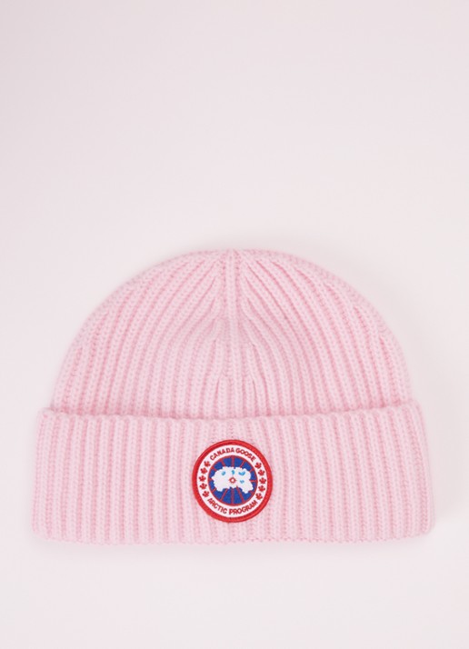 Canada Goose Ribgebreide muts in kasjmierblend met logo