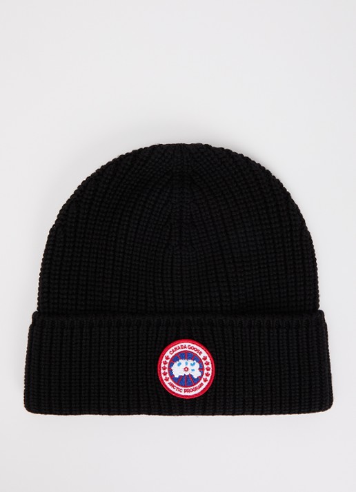 Canada Goose Ribgebreide muts van wol met logo