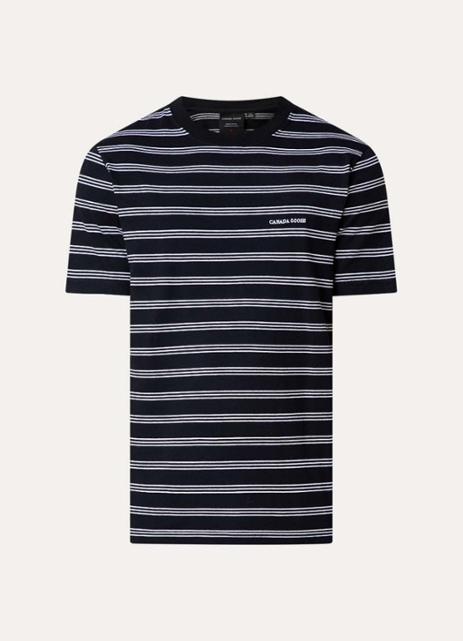 Canada Goose Vantage T-shirt met logo en streepprint - voorkant zwart