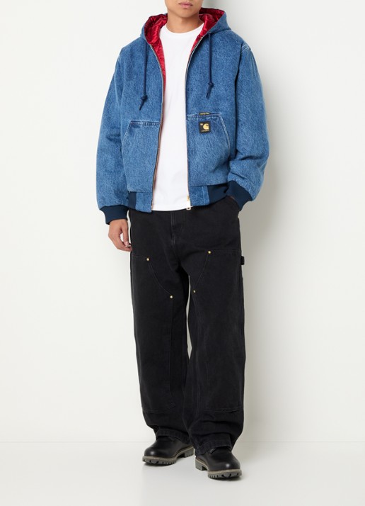Carhartt WIP 50th Anniversary Edition Active reversible gewatteerd bomberjack met capuchon - voorkant 4 indigo