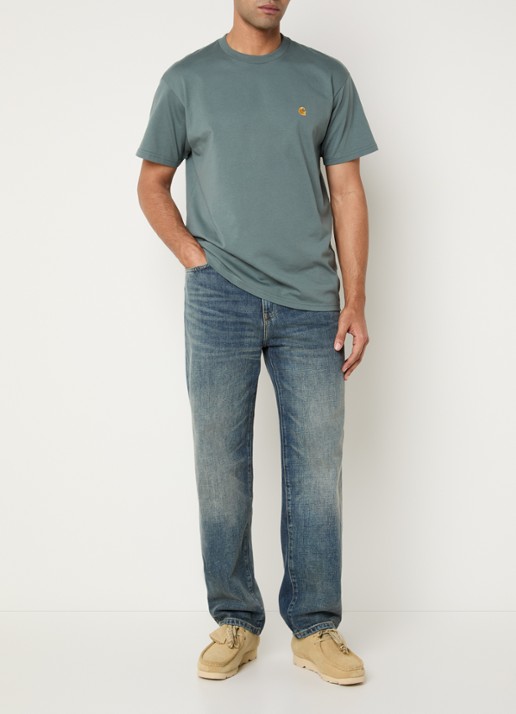 Carhartt WIP Aaron straight leg jeans met medium wassing - voorkant 3 indigo