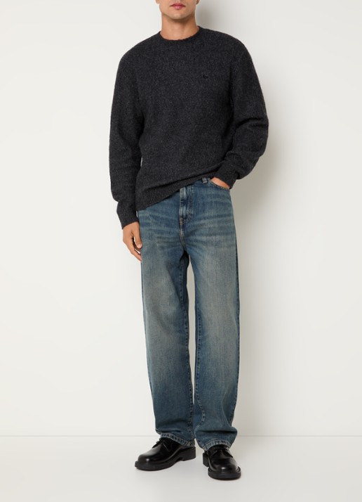 Carhartt WIP Aaron wide leg jeans met donkere wassing - voorkant 3 indigo