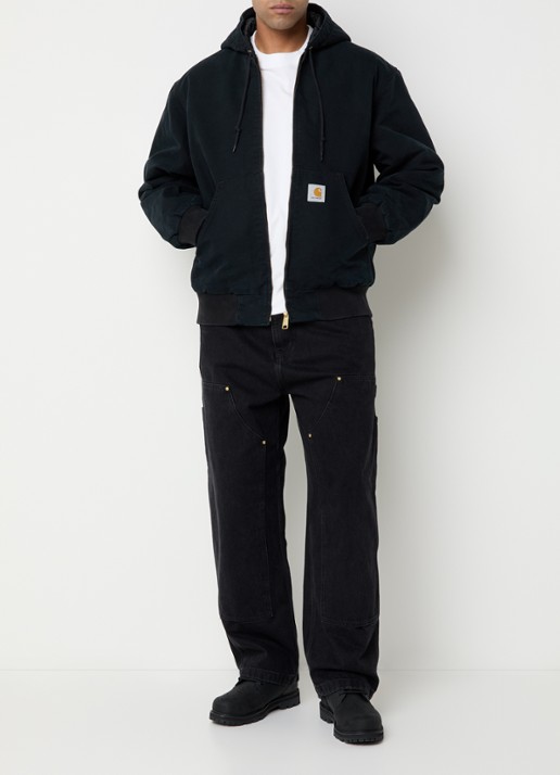 Carhartt WIP Active gewatteerd bomberjack van denim met capuchon - voorkant 3 zwart