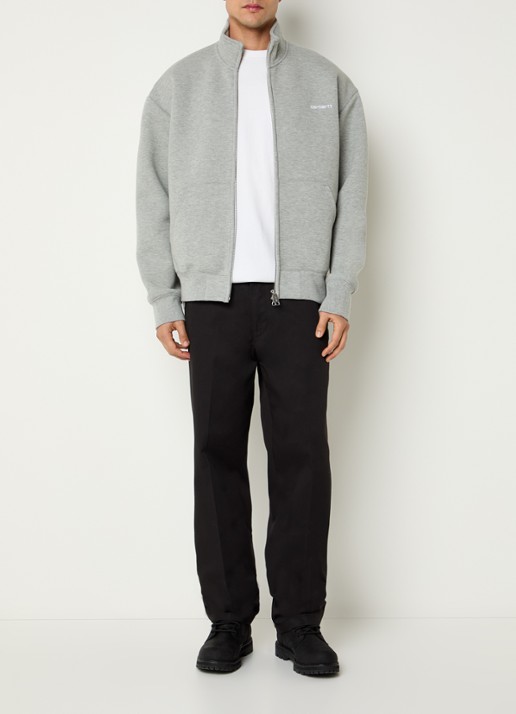 Carhartt WIP Alda sweatvest met logo - voorkant 2 grijsmele