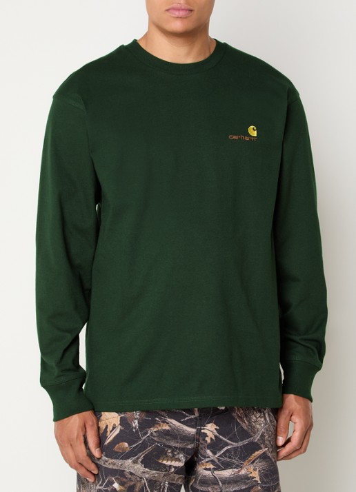 Carhartt WIP American Script long sleeve met logo - detail zwart